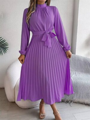 Msfilia Elegant Stand Collar Spring/Summer Long Dress
