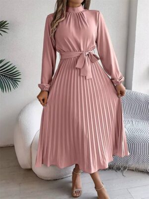 Msfilia Elegant Stand Collar Spring/Summer Long Dress - Image 5