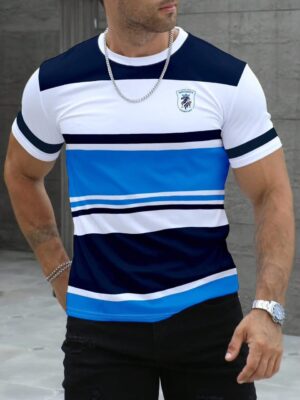 Mens Striped Quick-Dry T-Shirt - Image 3