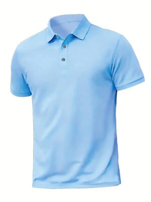 Mens Solid Color Short Sleeve Polo Shirts - Image 4