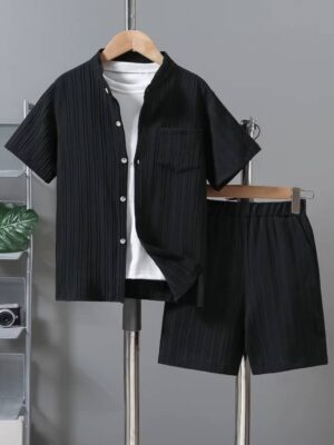Boys’ Textured Fabric Short-Sleeved Set - Image 3