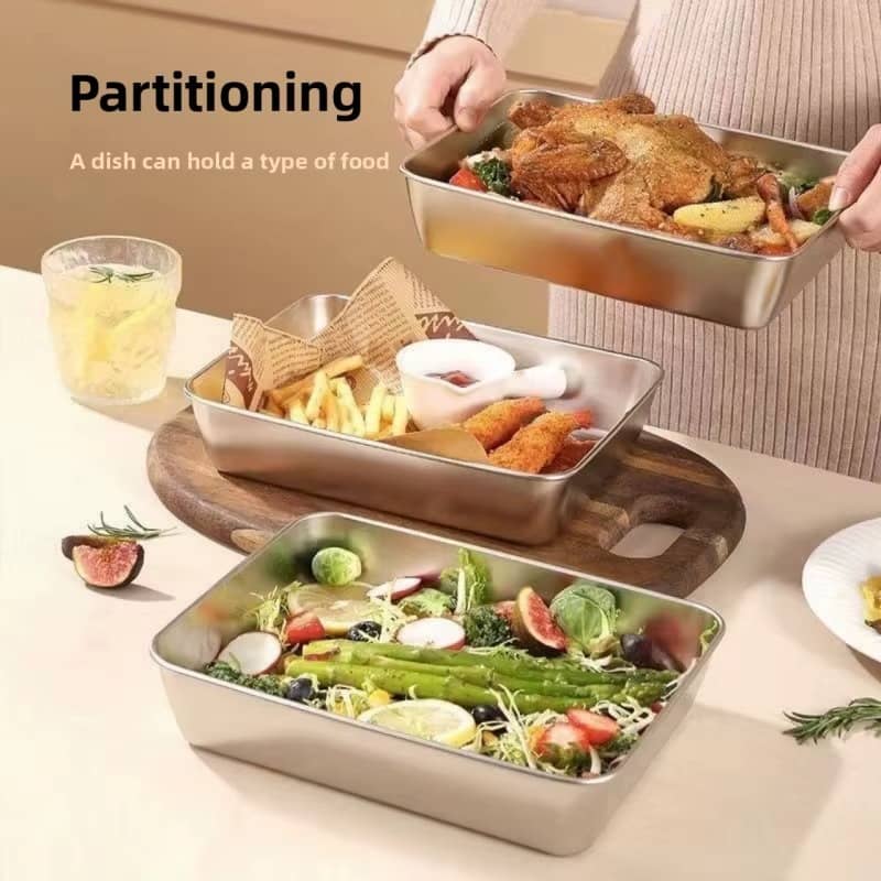 Stainless Steel Rectangle Tray Large Capacity
