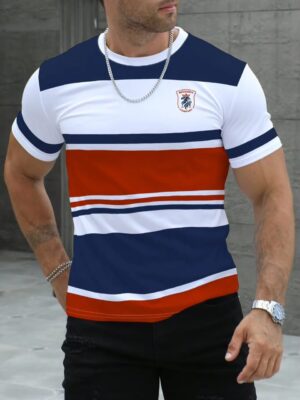Mens Striped Quick-Dry T-Shirt