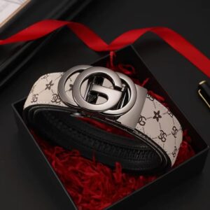 Men's Leather Belt with Metal Alloy Automatic Buckle - Image 4