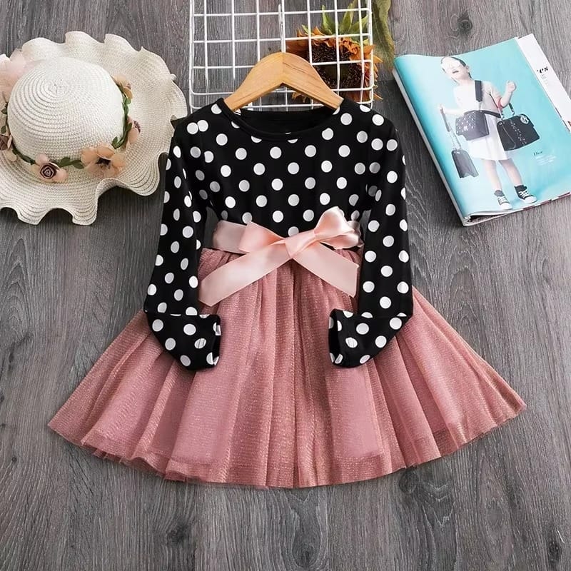 Polka Dots Long Sleeve Tulle Princess Dress