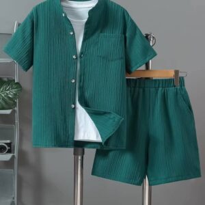 Boys’ Textured Fabric Short-Sleeved Set