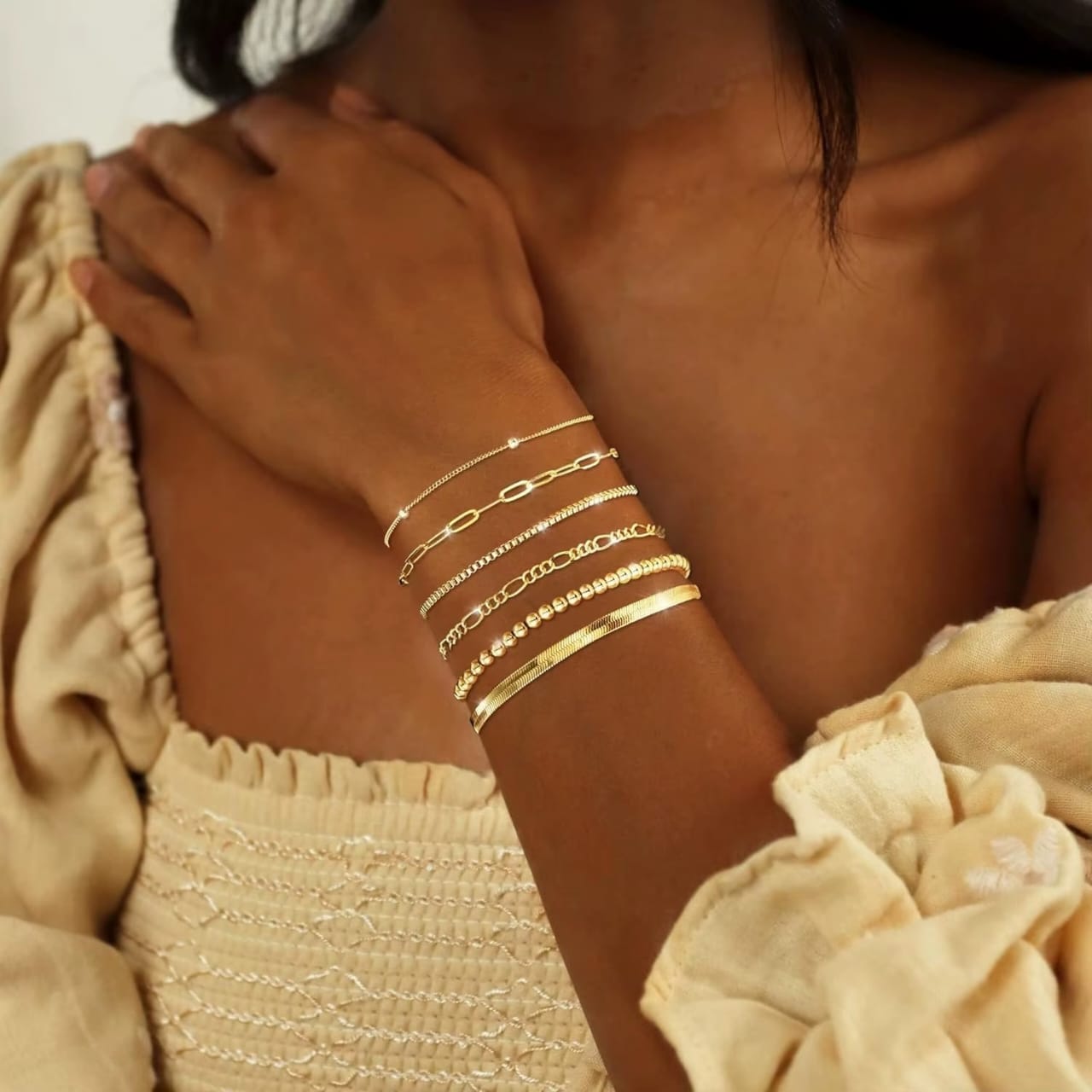 Gold Plated Waterproof Bracelet Set