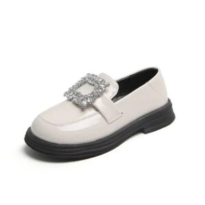 Girls Square Rhinestone Patent Leather Loafers - Image 5