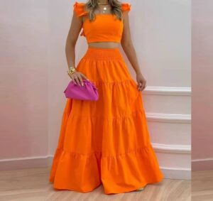 Skirt Y2K Two Piece Set Elegant Collage Sleeveless Top with Longuette Skirt - Image 9