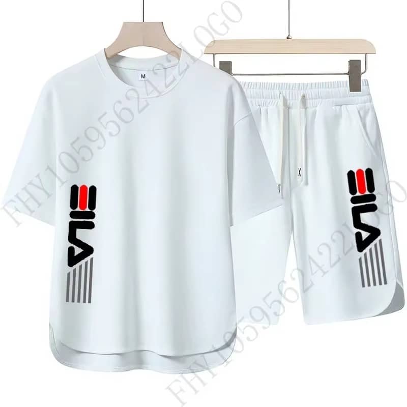 Men’s Casual Round-Neck T-Shirt & Shorts Set