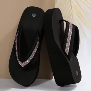Thick Platform Rhinestone Flip Flops for Women - Image 6
