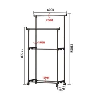 Double-Rod Clothes Rack with Hooks & Wheels - Image 6