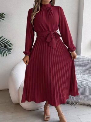 Msfilia Elegant Stand Collar Spring/Summer Long Dress - Image 8