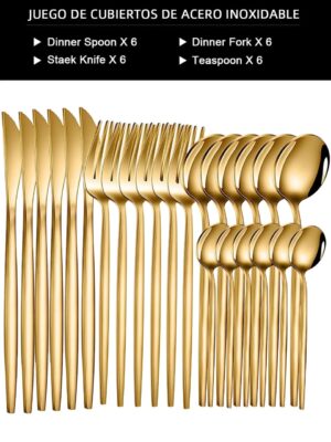 24pcs Stainless Steel Cutlery & Dinnerware Set - Image 12