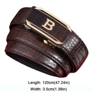 Men’s Luxury Crocodile Pattern Leather Business Belt with Automatic Buckle - Image 3
