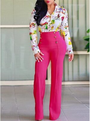 Elegant Casual High Waist Wide Leg Pants