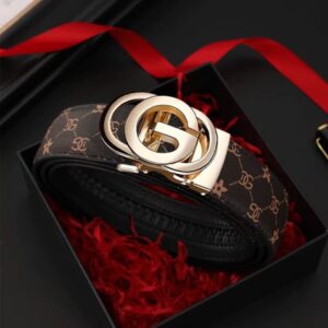 Men's Leather Belt with Metal Alloy Automatic Buckle