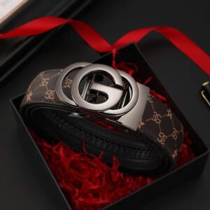 Men's Leather Belt with Metal Alloy Automatic Buckle - Image 5