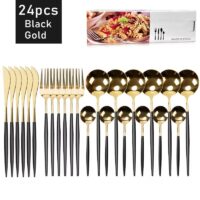 24pcs Stainless Steel Cutlery & Dinnerware Set