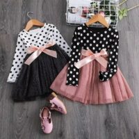 Polka Dots Long Sleeve Tulle Princess Dress