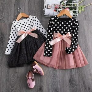 Polka Dots Long Sleeve Tulle Princess Dress