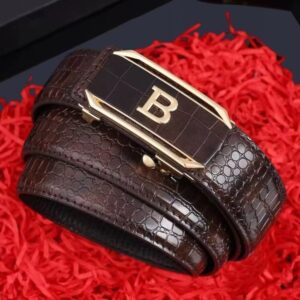 Men’s Luxury Crocodile Pattern Leather Business Belt with Automatic Buckle - Image 5