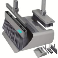 New Upgraded 4 in 1 Broom & Dustpan Set with Hidden Squeegee
