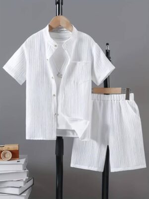 Boys’ Textured Fabric Short-Sleeved Set - Image 6