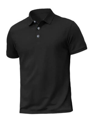 Mens Solid Color Short Sleeve Polo Shirts - Image 12