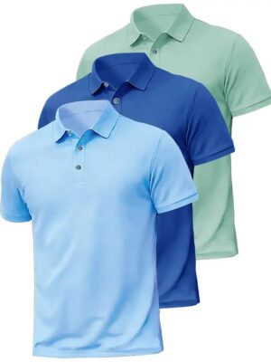 Mens Solid Color Short Sleeve Polo Shirts - Image 13