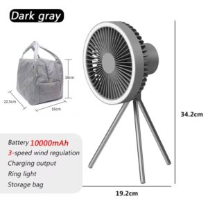 Portable Wireless Tent Electric Ceiling Fan with External LED Lighting Battery - Image 6