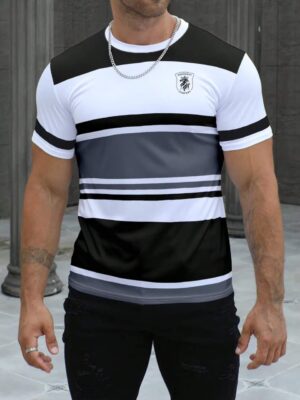 Mens Striped Quick-Dry T-Shirt - Image 7
