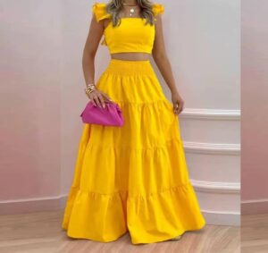 Skirt Y2K Two Piece Set Elegant Collage Sleeveless Top with Longuette Skirt - Image 10