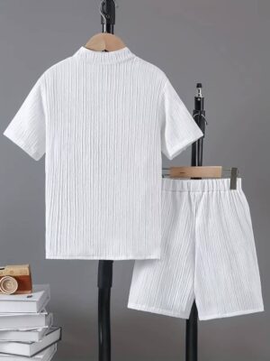 Boys’ Textured Fabric Short-Sleeved Set - Image 7