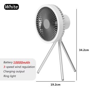 Portable Wireless Tent Electric Ceiling Fan with External LED Lighting Battery - Image 9