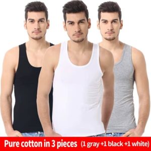 Men's Pure Cotton Vest & Fitness Training Jacket (3/1 Piece Set)