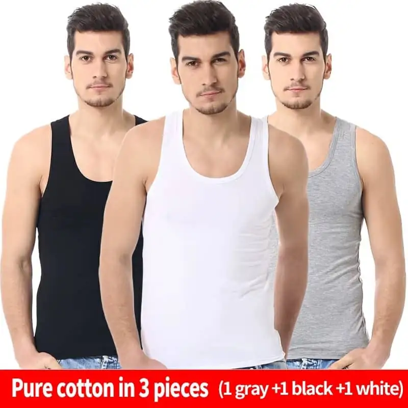 Men's Pure Cotton Vest & Fitness Training Jacket (3/1 Piece Set)