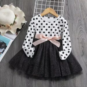 Polka Dots Long Sleeve Tulle Princess Dress - Image 6