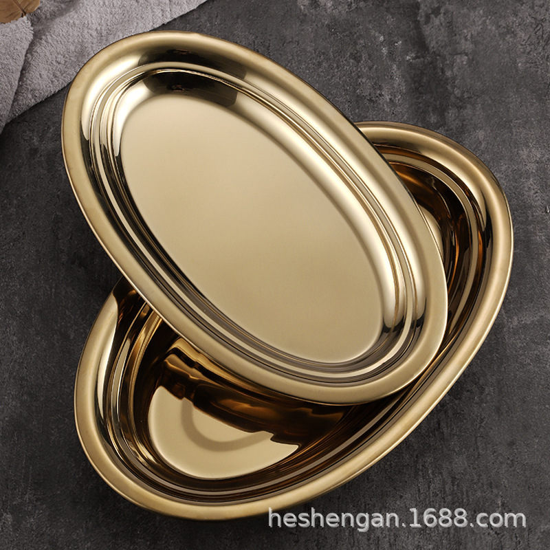Stainless Steel Oval Egg-Shaped Steamed Fish Plate
